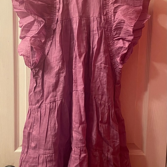 NWT Sea New York Lavender Micah Solid Ramie Flutter Sleeve Dress, XXS - Picture 6 of 14